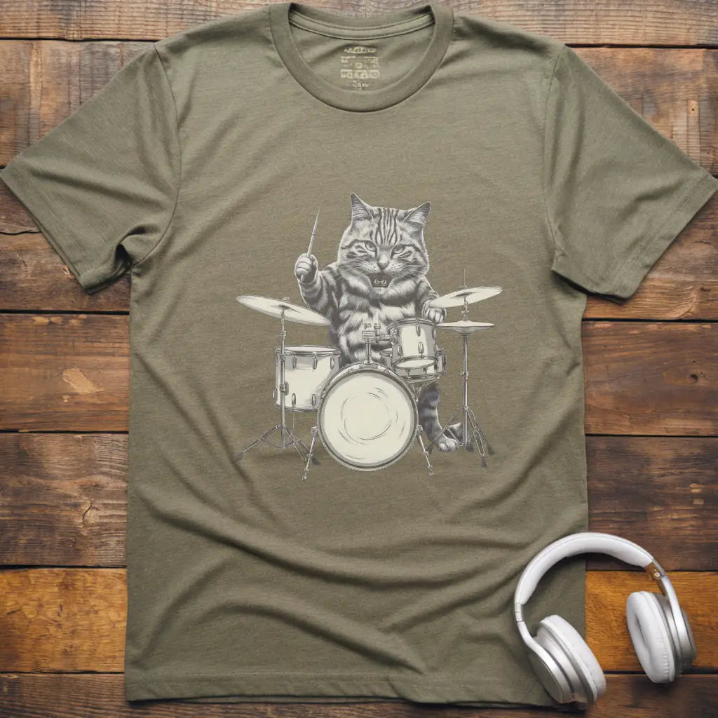 Katze spielt Schlagzeug T-Shirt
