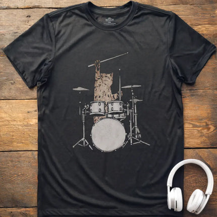 Cat Drums Sketch T-Shirt