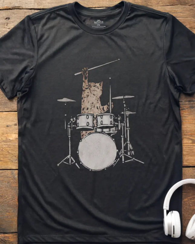 Cat Drums Sketch T-Shirt