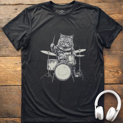 Katze spielt Schlagzeug T-Shirt