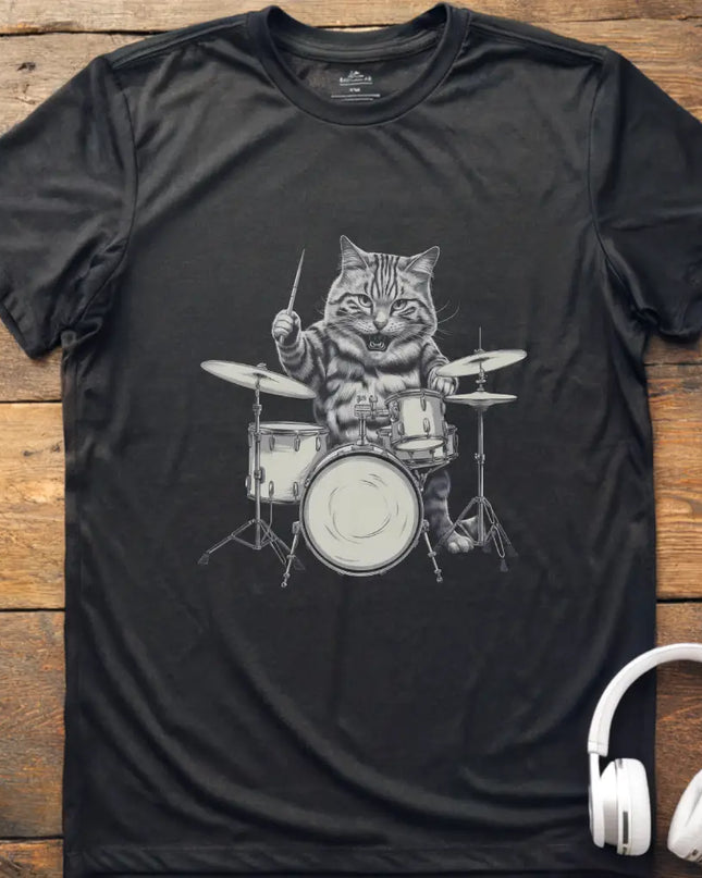Katze spielt Schlagzeug T-Shirt
