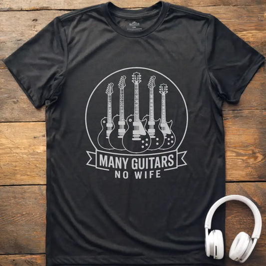 Many Guitars No Wife T-Shirt