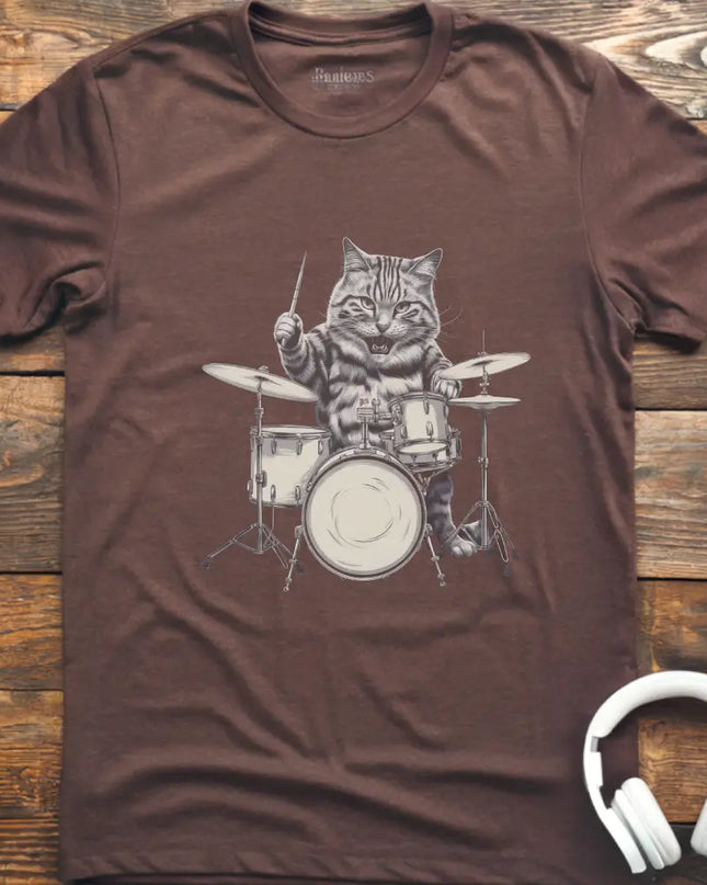 Katze spielt Schlagzeug T-Shirt