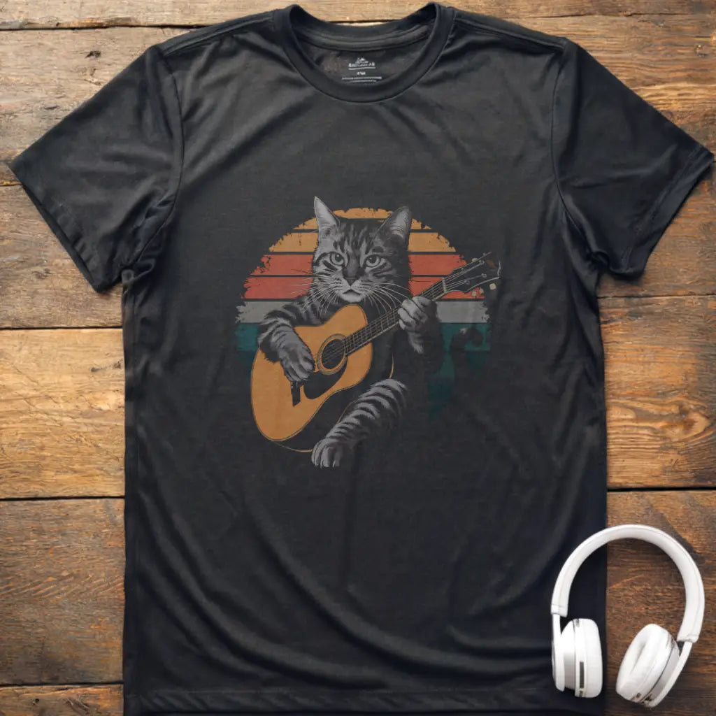 Cat Guitar Retro T-Shirt