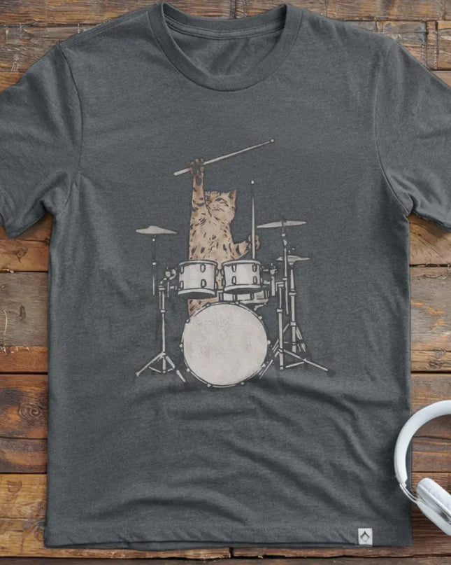 Cat Drums Sketch T-Shirt