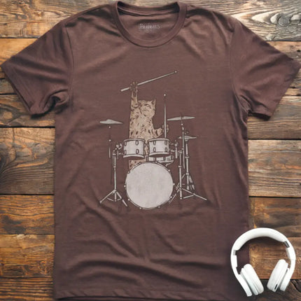 Cat Drums Sketch T-Shirt