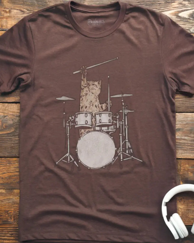 Cat Drums Sketch T-Shirt
