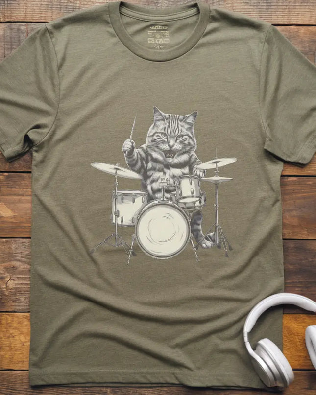 Katze spielt Schlagzeug T-Shirt