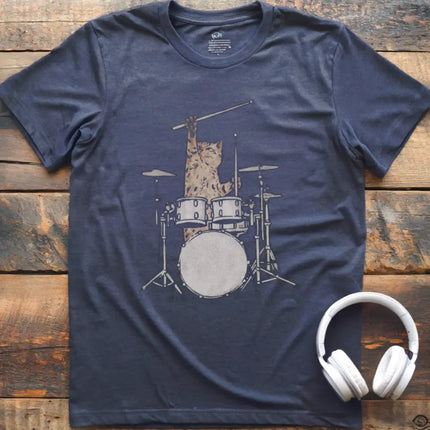 Cat Drums Sketch T-Shirt