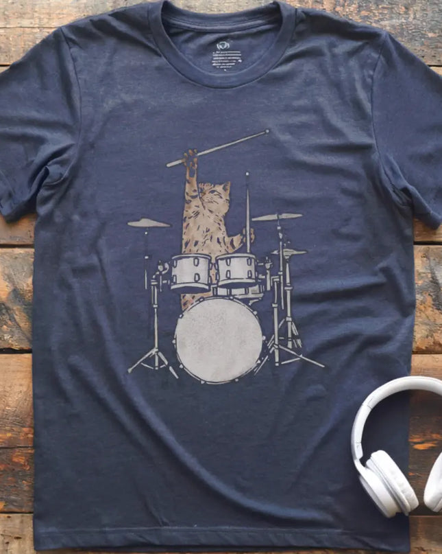 Cat Drums Sketch T-Shirt