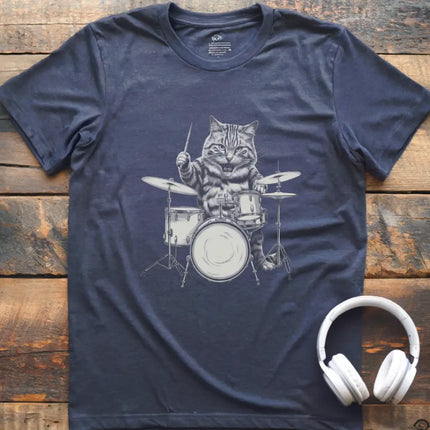 Katze spielt Schlagzeug T-Shirt
