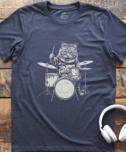 Katze spielt Schlagzeug T-Shirt