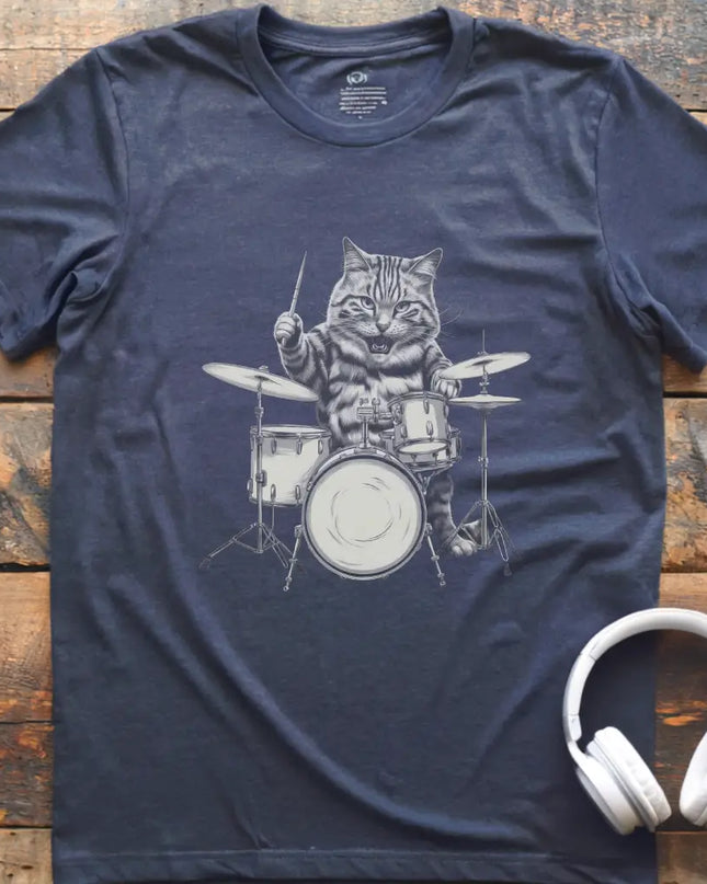 Katze spielt Schlagzeug T-Shirt