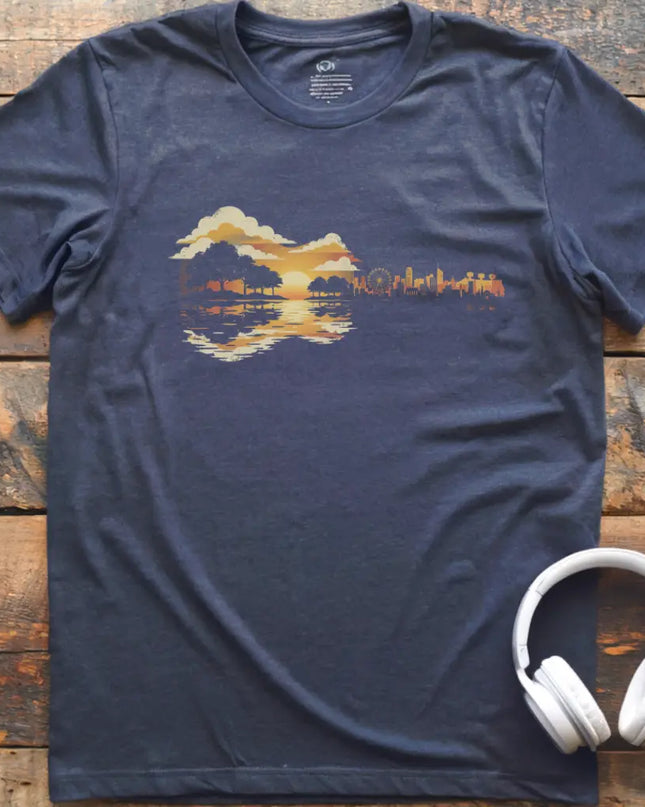 Guitar Sunset Retro T-Shirt