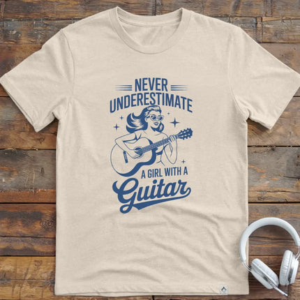 Never Underestimate Girl Guitar T-Shirt