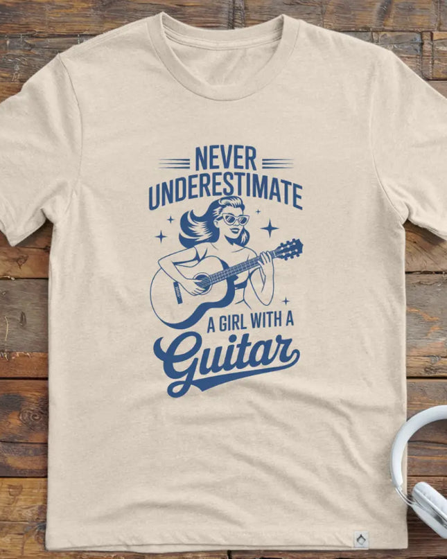 Never Underestimate Girl Guitar T-Shirt