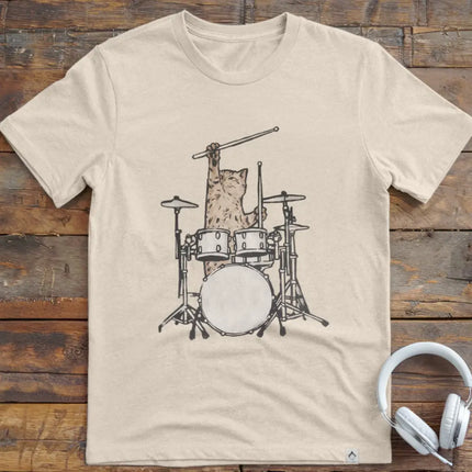 Cat Drums Sketch T-Shirt