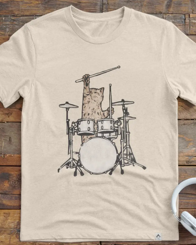 Cat Drums Sketch T-Shirt