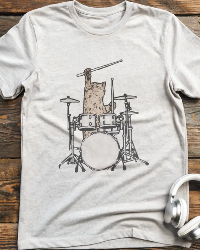 Cat Drums Sketch T-Shirt